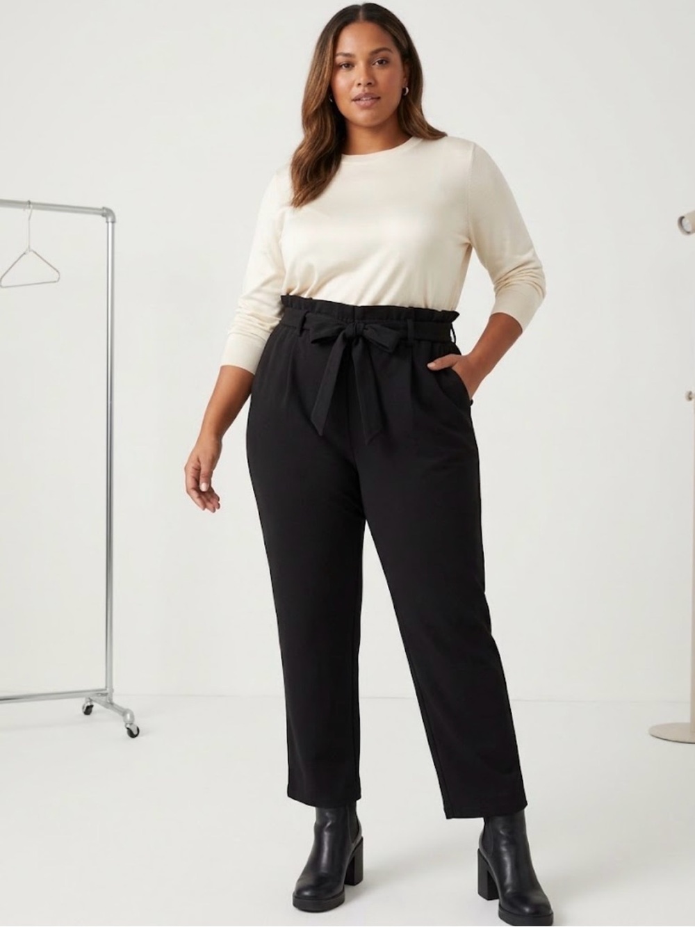 Bae City Paperbag Waist Tie Pants - Black. NWT